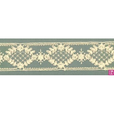 66448 ENTREDOS BORDADO TUL SELENA 37 MM. POLIESTER 100% MARFIL Venta en piezas de 13.80 M