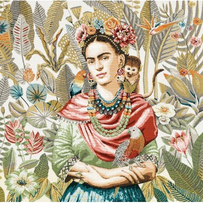 66881 CUADRO JACQUARD CARMEN (01) 45X45 CMS. POLIESTER 94%-ALGODON 6% MULTI Venta en piezas de 1.00 C