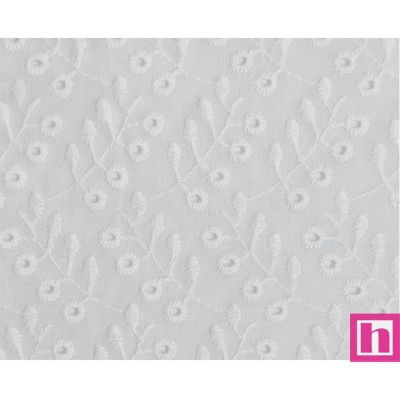 67059 BATISTA BORDADA KENAI (02) 1.30 M.-130 GR/M2 - ALGODON 100% BLANCO Venta en piezas de 7.00 M