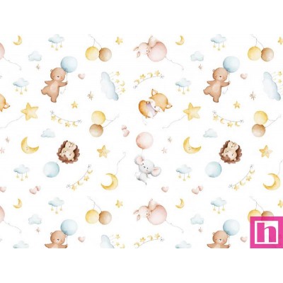 67529 PIQUE ESTAMPADO UMAIL (01) 1.50 M. 170 GR/M2. ALGODON 100% BLANCO/CELESTE Venta en piezas de 6.00 M