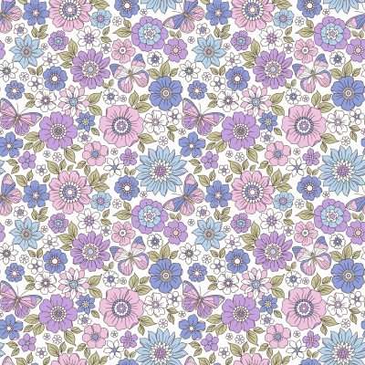 67892 TEJIDO ESTAMPADO LIBERTY BRISEIDA (02) 1.40 M. 110 GR/M2. ALGODON 100% LILA Venta en piezas de 10.00 M