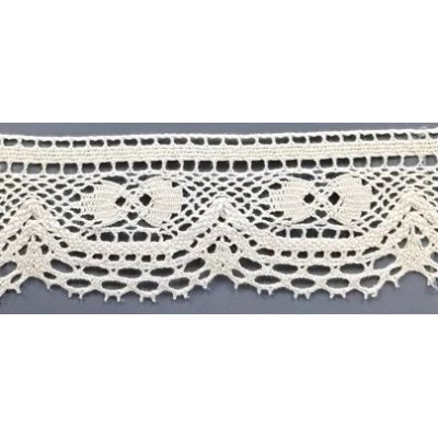 9474-102 PUNTILLA BOLILLO CURCUMA 60 MM. ALGODON 100% MARFIL Venta en piezas de 25.00 M