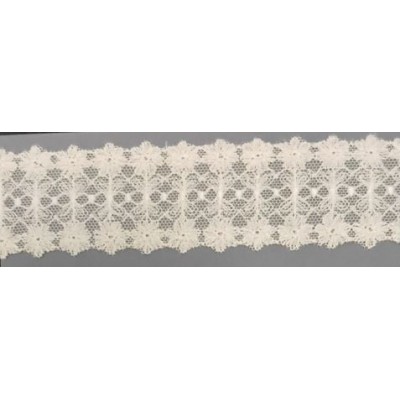 12315-0 GALON TUL BORDADO FUAT 40 MM. POLIESTER 100% NATURAL Venta en piezas de 14.80 M