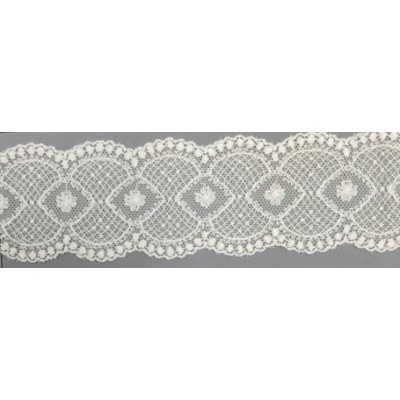 12724-0 GALON TUL BORDADO TANUI 45 MM. POLIESTER 100% NATURAL Venta en piezas de 14.80 M