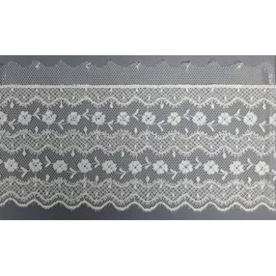 12730-0 PUNTILLA TUL BORDADO SARIKA 65 MM. POLIESTER 100% NATURAL Venta en piezas de 14.80 M