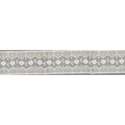 12735-0 ENTREDOS TUL BORDADO SARIKA 35 MM. POLIESTER 100% NATURAL Venta en piezas de 14.80 M