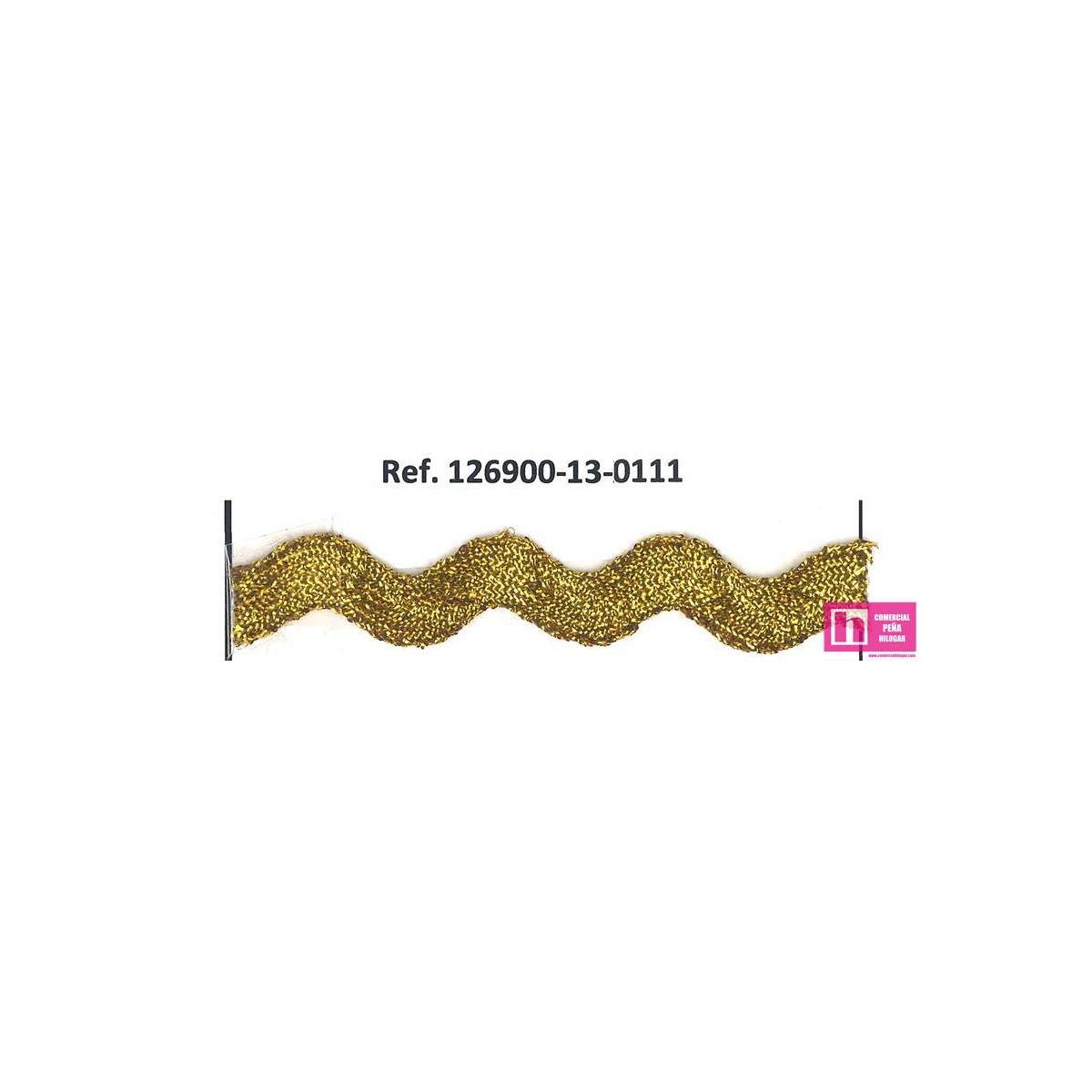 126900-13-0111 ONDULINA FANTASIA BADRA 13 MM. POL/LUREX ORO VENTA EN PIEZAS DE 50 MTS. APROX