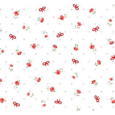 67951 PIQUE ESTAMPADO ASTERIA (02) 1.50 M. 140 GR/M2. ALGODON 100% BLANCO/ROJO Venta en piezas de 6.00 M