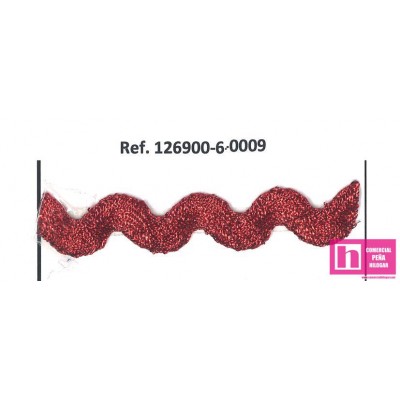 126900-6-0009 ONDULINA FANTASIA BADRA 6 MM. POL/LUREX ROJO VENTA EN PIEZAS DE 50 MTS. APROX