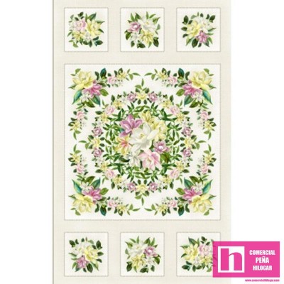 P17-MASD10220-E PATCH. AMERICANO LANAI  (22) 110 CM. PANEL ALGODON 100% CREMA/MULTI Venta en piezas de 7.00 M