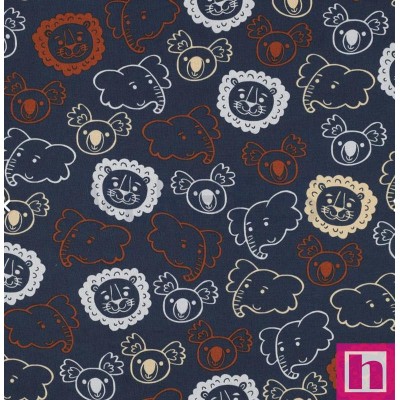 P94-4196-003 POPELIN ESTAMPADO IRINNE (02) 148 CM.-110 GR/M2 ALGODON 100% MARINO Venta en piezas de 6.00 M