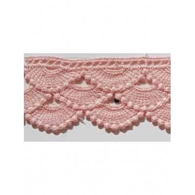 908210-0006 PUNTILLA GUIPUR ZELMAR 35MM. POL 100% ROSA VENTA EN PIEZAS DE 9.10 MTS. APROX