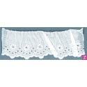 1611020-000 BORDADO FRUNCIDO BATISTA IKIA POLIESTER 60%-ALGODON 40% BLANCO Venta en piezas de 11.00 M