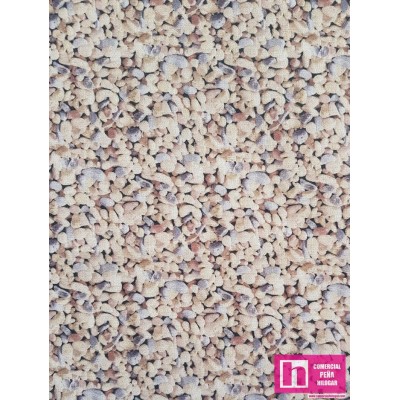 61819 TEJIDO ESTAMPADO NATURALEZA (07) 1.40 M. 110 GR/M2. ALGODON 100% PIEDRAS Venta en piezas de 5.00 M