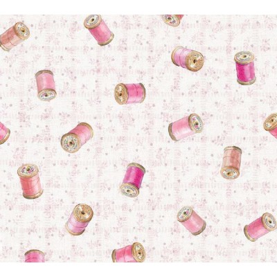 67936 PERCALE ESTAMPADO FELIXA (01) 1.50 M. 115 GR/M2. ALGODON 100% BLANCO/ROSA Venta en piezas de 10.00 M