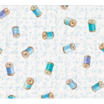 67937 PERCALE ESTAMPADO FELIXA (02) 1.50 M. 115 GR/M2. ALGODON 100% BLANCO/AZUL Venta en piezas de 10.00 M