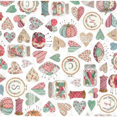 67939 PERCALE ESTAMPADO LILLIE (02) 1.50 M. 115 GR/M2. ALGODON 100% BLANCO Venta en piezas de 10.00 M