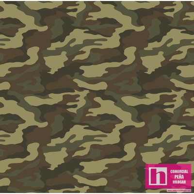 62645 TEJIDO ESTAMPADO CAMUFLAJE (02) 1.50 M. ALG 100% VERDE VENTA EN PZAS. DE 10 M APRO