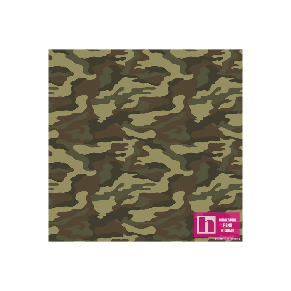 62645 TEJIDO ESTAMPADO CAMUFLAJE (02) 1.50 M. ALG 100% VERDE VENTA EN PZAS. DE 10 M APRO