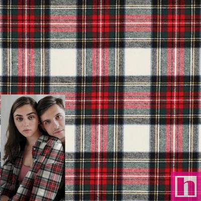 P94-3748-001 VIYELA CUADROS OLALLA (01) 145 CM. 150 GR/M2. ALGODON 100% CREMA/ROJO Venta en piezas de 6.00 M