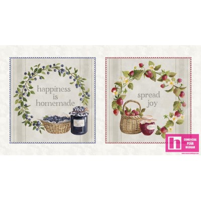 P121-HHAP4807PA PATCH. AMERICANO HOMEMADE HAPPINESS (02) PANEL 110 CM. ALGODON 100% CREMA/MULTI Venta en piezas de 7.00 M