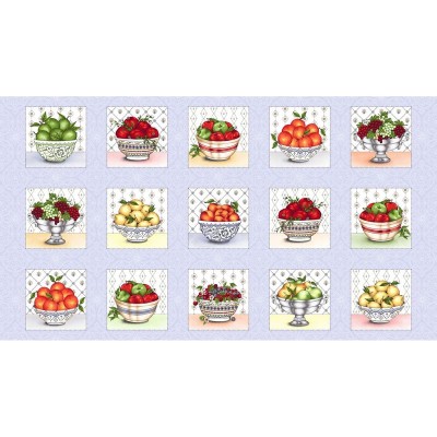 P17-MAS10301-B PATCH. AMERICANO FANCY FRUIT (19) PANEL 110 CM. ALGODON 100% AZUL/MULTI Venta en piezas de 7.00 M