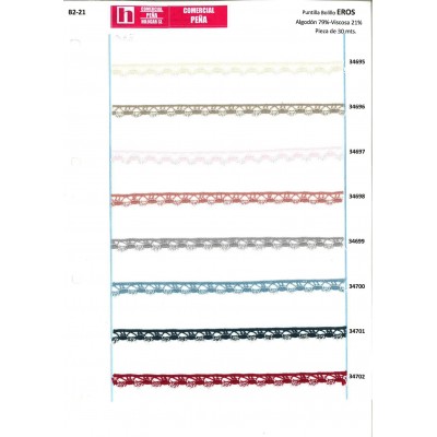 34701 EROS PUNTILLA BOLILLO ALG 79%-VISCOSA 21%  MARENGO VENTA EN PZAS. DE 30 M. APROX.