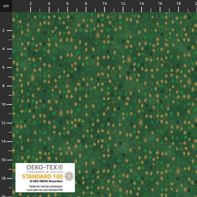 4593-803 PATCH.AMERICANO SNOW CRYSTALS (36) 110 CM. ALGODON 100% VERDE/DORADO METALLIC Venta en piezas de 6.00 M