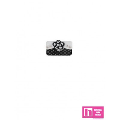 53192 672400-0041_AGNETA BROCHE FANTASIA IMPERDIBLE BOLSITO  POLIESTER 100% BLANCO/NEGRO Venta en piezas de 20.00 U