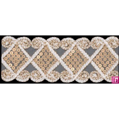 537390-100 GALON  TUL FANTASIA AFRODITA 60 MM. PET+METALLIC BLANCO/DORADO Venta en piezas de 12.90 M