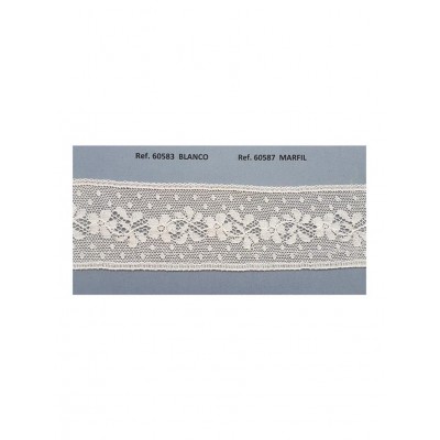 60583 ENTREDOS VALENCIE 40 MM LIZINIA ALGODON 90% - NYLON 10%  BLANCO Venta en piezas de 32.00 M