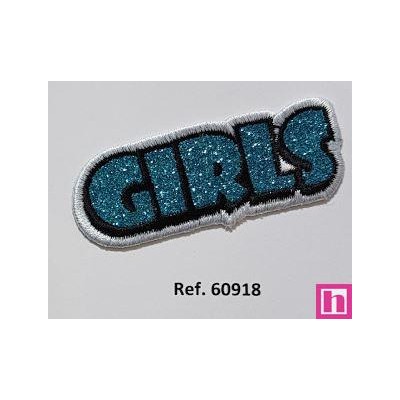 60918 APLICACION GIRLS TERMO-ADHESIVA  7X3 POLIESTER 50%-VISCOSA 50% AZUL Venta en piezas de 6.00 U