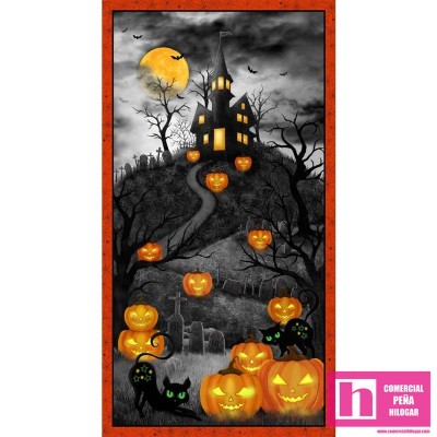 64147 PATCH.AMERICANO TRICK OR TREAT (06) PANEL 60X110 CM. ALGODON 100% GRIS/MULTI Venta en piezas de 6.80 M