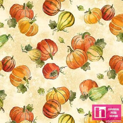 64157 PATCH.AMERICANO PUMPKIN FARM (03) 110 CM. ALGODON 100% CREMA/MULTI Venta en piezas de 6.80 M