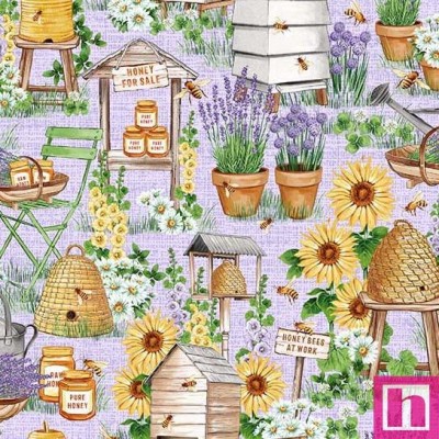 65943 PATCH.AMERICANO BEE CULTURE (02) 110 CM. ALGODON 100% LILA Venta en piezas de 6.80 M