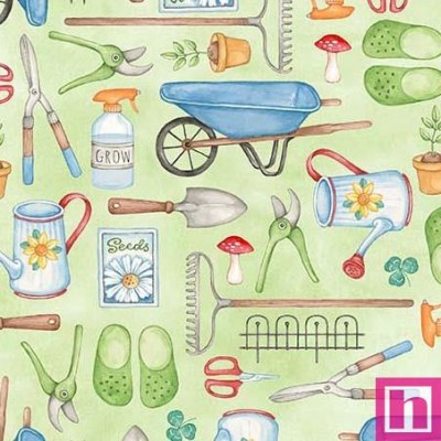 65969 PATCH.AMERICANO BETTER GNOMES AND GARDENS (10) 110 CM. ALGODON 100% VERDE Venta en piezas de 6.80 M