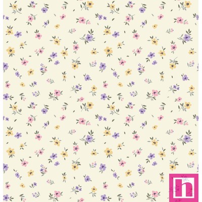 67195 TEJIDO ESTAMPADO LIBERTY AYANA (01) 1.40 M. 110 GR/M2. ALGODON 100% MARFIL Venta en piezas de 10.00 M