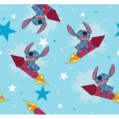 67246 TEJIDO ESTAMPADO STITCH (00) 1.40 M. 130 GR/M2 ALGODON 100% AZUL/MULTI Venta en piezas de 6.00 M