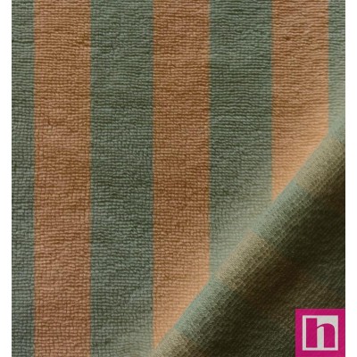 67393 RIZO RAYADO MICRO BAMBU MARBELLA (03) 1.50 M. 305 GR/M2. ALG.45%-POL.45%-BAMBU 10% VERDE/CAMEL Venta en piezas de 10.00 M