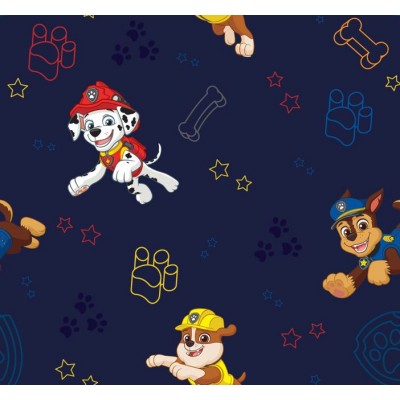 67908 TEJIDO ESTAMPADO PATRULLA CANINA (00) 1.40 M. 130 GR/M2 ALGODON 100% MARINO Venta en piezas de 6.00 M