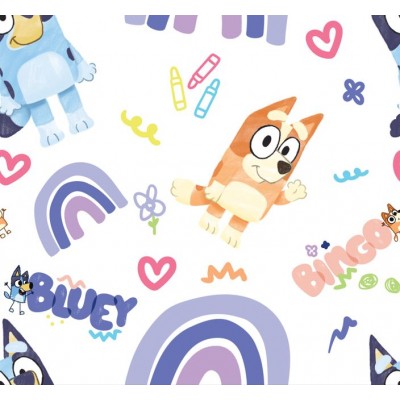 67917 TEJIDO ESTAMPADO BLUEY (00) 1.40 M. 130 GR/M2 ALGODON 100% BLANCO Venta en piezas de 6.00 M