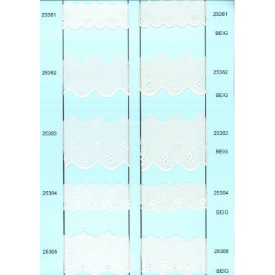 25362-000 BORDADO BATISTA BONNIE POL 60%-ALG 40% BLANCO VENTA EN PZAS. DE 13,8 M APROX.