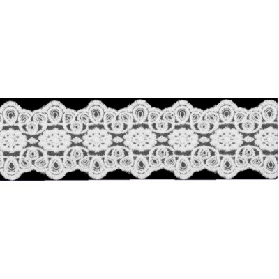 725340-01 GALON TUL BORDADO JULIANA 55 MM POLIAMIDA 50%-ALGODON 50% BLANCO Venta en piezas de 13.70 M