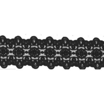 725340-02 GALON TUL BORDADO JULIANA 55 MM POLIAMIDA 50%-ALGODON 50% NEGRO Venta en piezas de 13.70 M