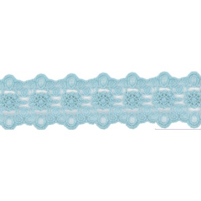 725340-16 GALON TUL BORDADO JULIANA 55 MM POLIAMIDA 50%-ALGODON 50% CELESTE Venta en piezas de 13.70 M