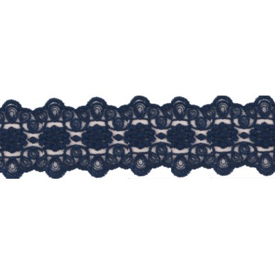 725340-20 GALON TUL BORDADO JULIANA 55 MM POLIAMIDA 50%-ALGODON 50% MARINO Venta en piezas de 13.70 M