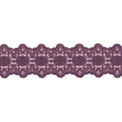 725340-70 GALON TUL BORDADO JULIANA 55 MM POLIAMIDA 50%-ALGODON 50% BERENJENA Venta en piezas de 13.70 M