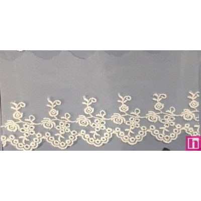 725356-0003 PUNTILLA TUL BORDADO JAZIEL 60 MM. POLIESTER 50%-ALGODON 50% BEIG Venta en piezas de 14.60 M