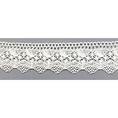 9337-000 PUNTILLA BOLILLO ALBAHACA 35 MM. ALGODON 100% BLANCO Venta en piezas de 25.00 M