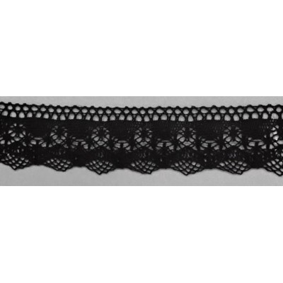 9337-004 PUNTILLA BOLILLO ALBAHACA 35 MM. ALGODON 100% NEGRO Venta en piezas de 25.00 M